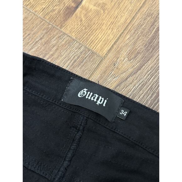 Guapi Pants Mens 34 X 38 Black Distressed Shredded Textured Streetwear Unique - Picture 3 of 4